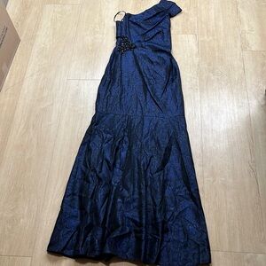 David meister one shoulder gown navy blue SIZE 2